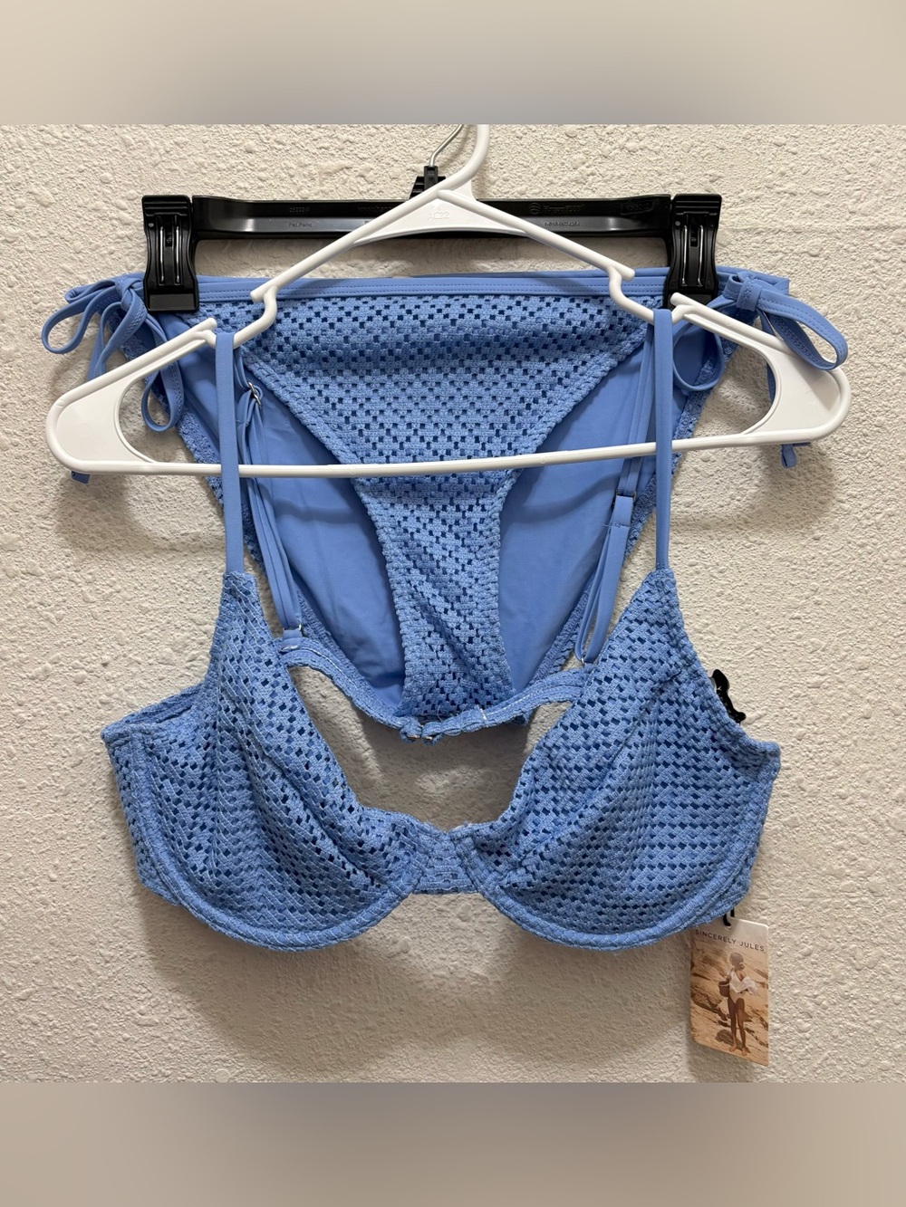 Sincerely Jules Blue Textured Bikini NWT Large